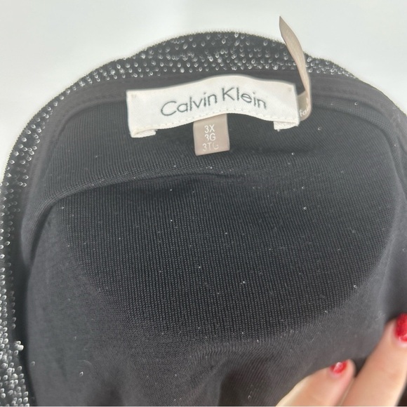 Calvin Klein Woman Top Sz 3X Black Sparkle Asymmetrical Hem Pullover Stretch - Picture 6 of 8